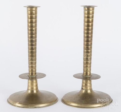 Pair of Victorian brass candlesticks, late 19th c., 12 1/2'' h.