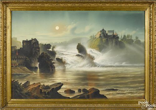 Jacob Kuchlin (Swiss 1820-1885), watercolor and gouache painting of the Rheinfall