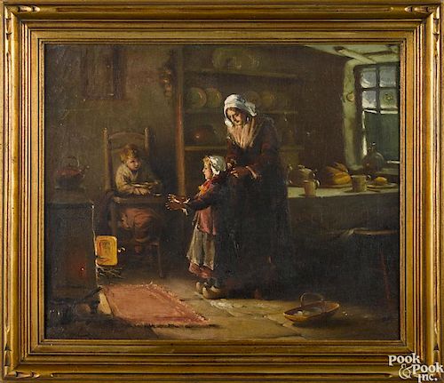 Alexander Rosell (British 1859-1922), oil on canvas interior scene, signed lower left, 20'' x 24''.