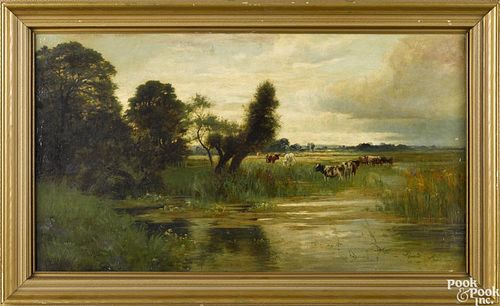 William Pike (British 1846-1908), oil on canvas landscape, signed lower left, 17 3/4'' x 32''.