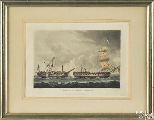Two Sutherland English Naval lithographs, 19th c., to include Capture of La Pique