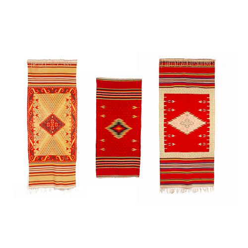 Mexico, Group of Three Saltillo Serape Textiles, 20th Century