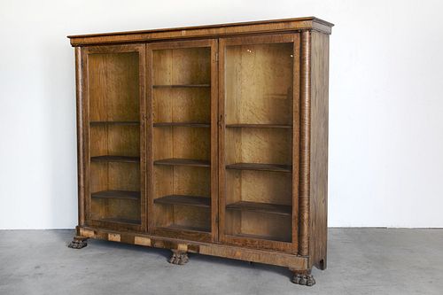 Veneered Oak Bookcase with Glass Front