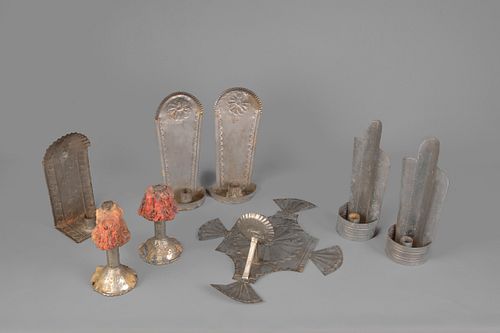 New Mexico, Group of Tin Candle Sconces, Early 20th Century