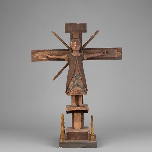Spanish Colonial, Probably Mexico, Female Crucified Saint, 19th Century