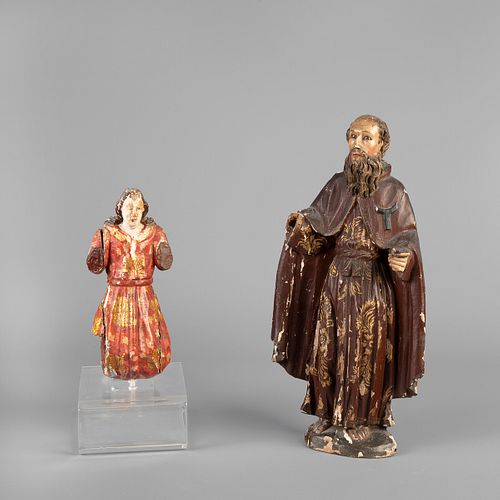 Spanish Colonial, Two Saint Figures, 19th Century