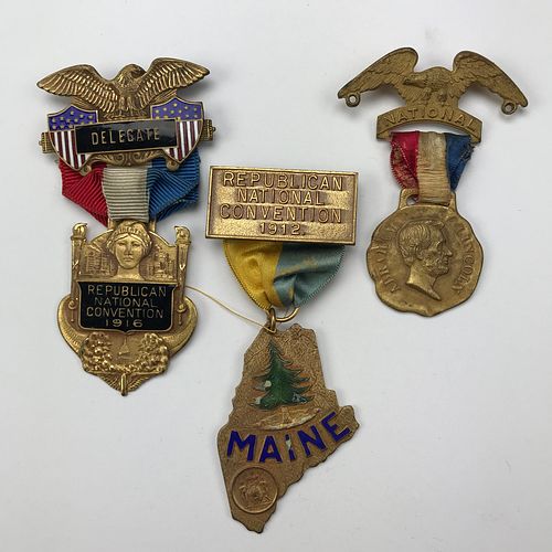 Group of 12 1909-1920 Republican Convention Delegate Ribbons 