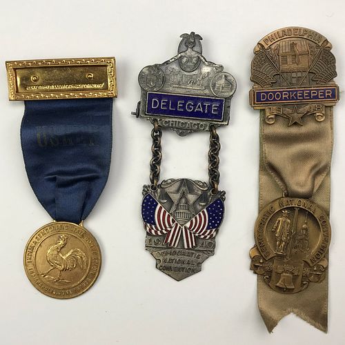 Group of 7 1936-1948 Democratic Convention Delegate , Press etc. Ribbons and Pins