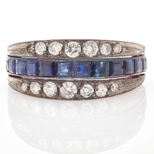 Retro 14k Diamond, Ruby, Sapphire Reversible Ring