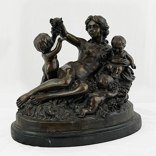 Bronze Group of Bacchante and Putto