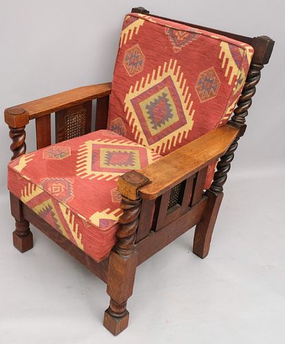 Oak Carved Mission Style Armchair