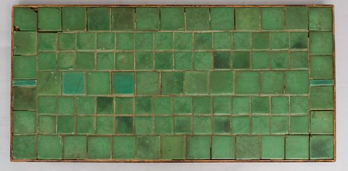 Large Matte Green Grueby Attr. Tile Tabletop