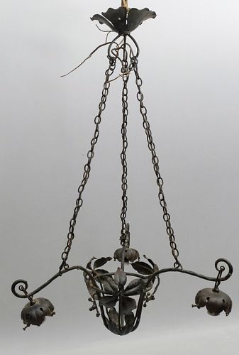 Art Nouveau Naturalistic Metal Holly Hanging Fixture
