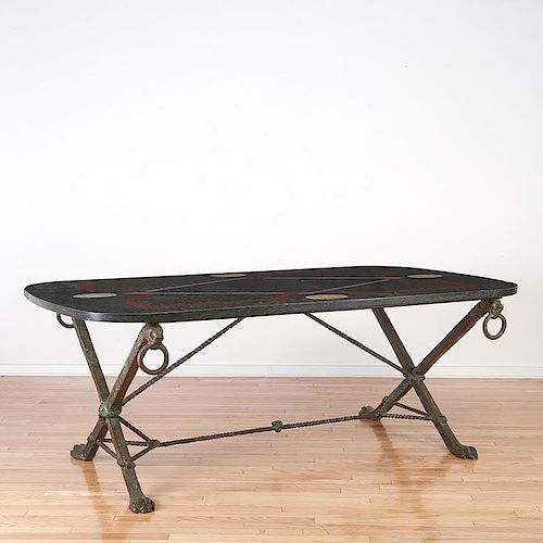 Good Andre Arbus marble and bronze center table