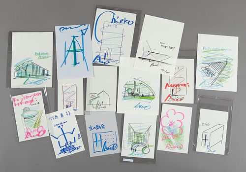 TADAO ANDO (Osaka, 1941).
Untitled, 2015.
Set of 15 mixed media drawings on paper.
