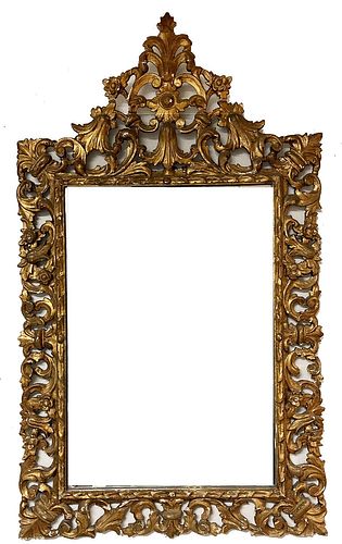 17th Century Italian Carved wood Mirror. 