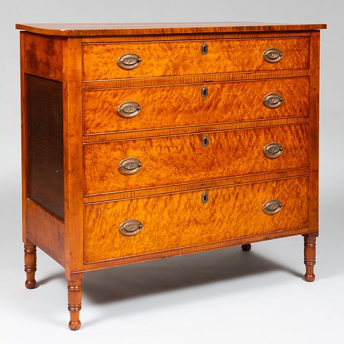 Federal Bird's Eye and Tiger Maple Chest of Drawers