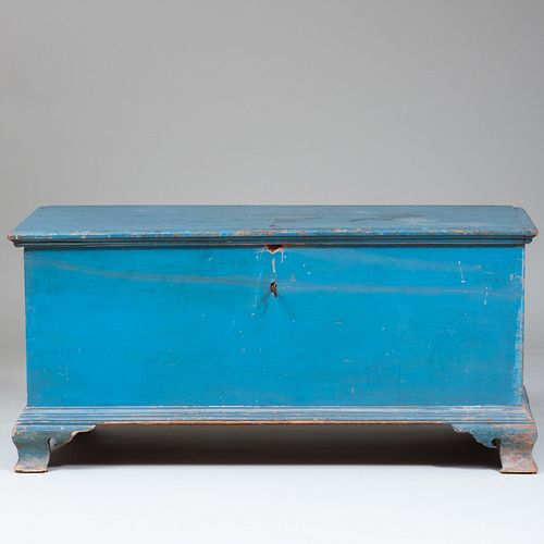 Chippendale Blue Painted Blanket Chest 