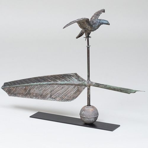 Copper and Metal Eagle & Feather Quill Weathervane