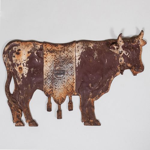 Painted Cast Iron Cow-Formed Dairy Trade Sign, possibly French
