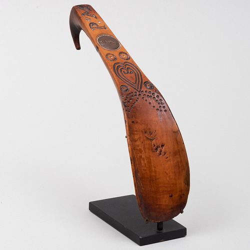 Folk Art Carved Fruitwood Shoe Horn