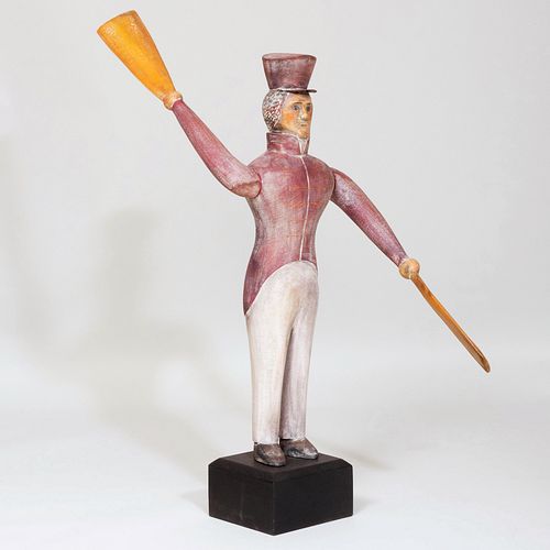 Painted Figural Whirligig of a Gentleman in a Top Hat, of Recent Manufacture