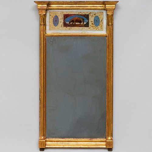 Federal Giltwood and Verre Ã‰glomisÃ¨ Looking Glass, New England