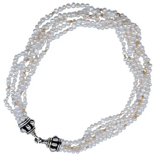 Lagos Caviar Multi-Strand Pearl Necklace 18k/SS