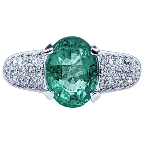 Dazzling Emerald & Pave Diamond Dress Ring