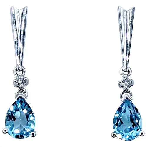 Modern Blue Topaz & Diamond Earrings