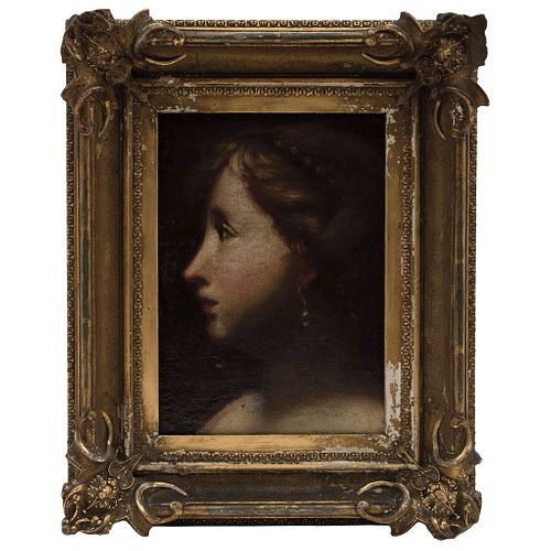 PERFIL DE DAMA SIGLO XIX Óleo sobre tela 45 x 36 cm | PERFIL DE DAMA 19TH CENTURY Oil on canvas 17.7 x 14.1" (45 x 36 cm)