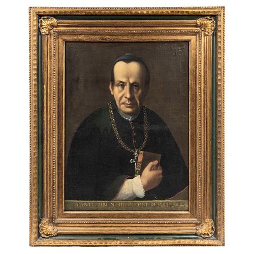 FIRMADO "PADILLA" PUEBLA, SIGLO XIX RETRATO DE OBISPO Óleo sobre tela Firmado y fechado: "Padilla pintó 1831".  | SIGNED "PADILLA" PUEBLA, 19TH CENTUR