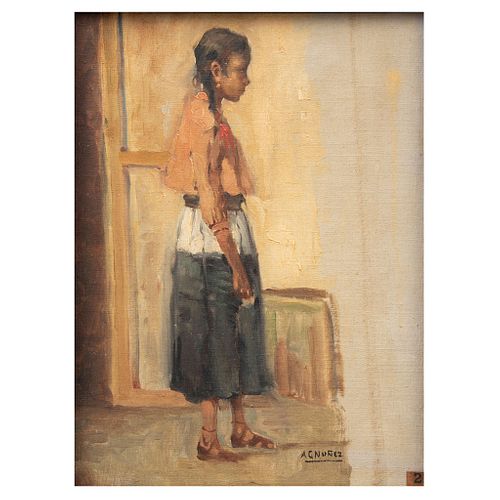 ARMANDO GARCÍA NÚÑEZ (MÉXICO, 1883 - 1965) NIÑA CAMPESINA Óleo sobre lienzo adherido a tablero Firmado 27.5 x 20.5 cm | ARMANDO GARCÍA NÚÑEZ (MÉXICO, 
