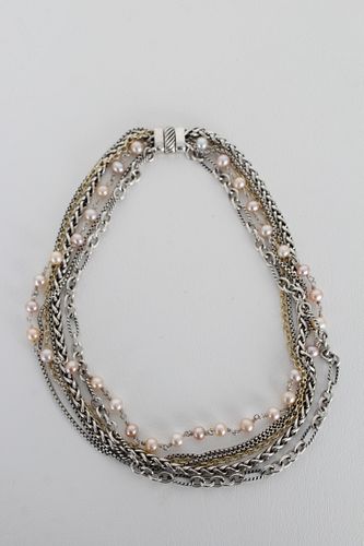 David Yurman Multi Strand Precious Metal Necklace