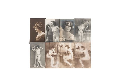 Retratos de Mujeres. México, ca. 1920. Fotopostales de mujeres desnudas (una con dedicatoria). Piezas: 8.