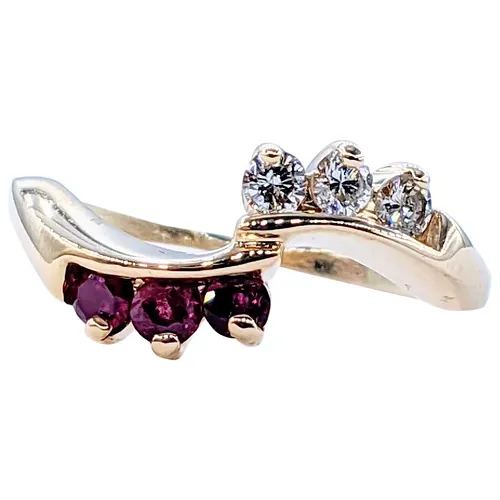 Stylish Contoured Ruby & Diamond Ring