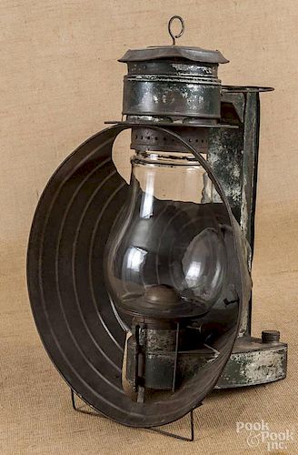 Painted tin and glass carry lantern, 19th c.