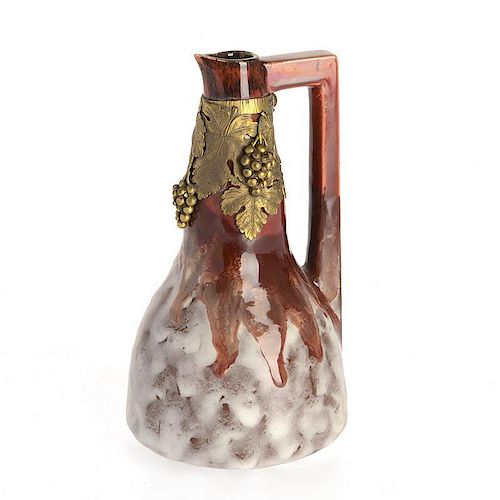 Andre Villien gilt bronze mounted ceramic pitcher