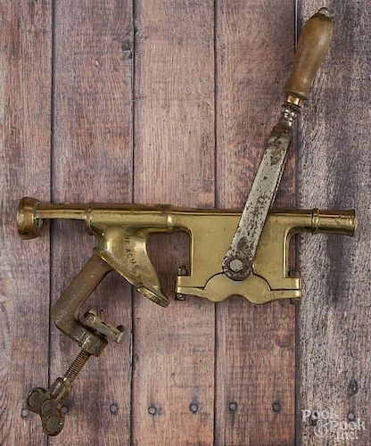 Brass counter top cork screw, 19th c.