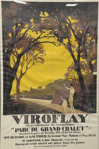 After Roger Broders (French, 1883 - 1953), Viroflay, offset lithograph in colors on paper, signed in plate, image size 47" x 31".
