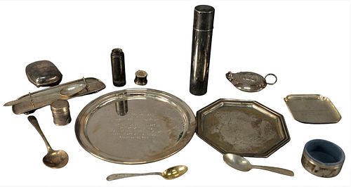 Tiffany Sterling Silver Lot, to include sterling silver and soldered, plates, soap, shaving brush, etc., 25.8 t.oz. weighable. 