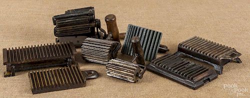 Four cast iron pleaters, 19th c.