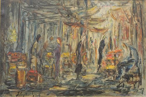Zvi Raphaeli (Israeli 1924 - 2005), Figural Abstraction, oil on canvas, signed indistinctly lower right, having a Safari Art Gallery, Jerusalem label 