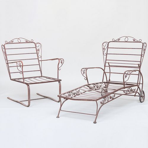 Iron Chaise Lounge and Chair