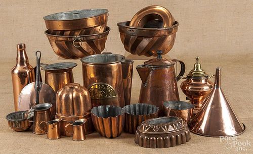 Large group of copper cookware, 19th/20th c.