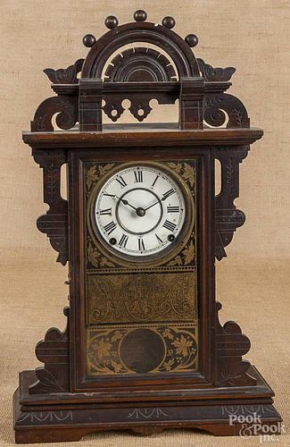Seth Thomas walnut mantel clock, late 19th c.