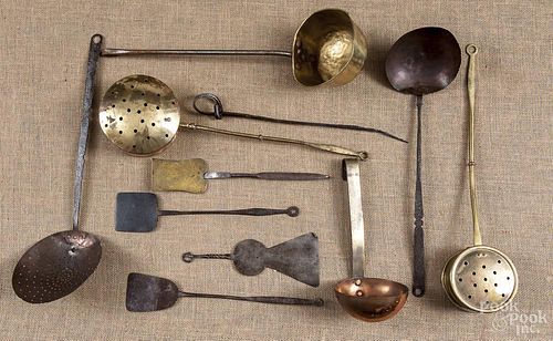 Nine wrought iron utensils, 19th/20th c.