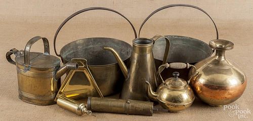Group of brass cookware, 19th/20th c.