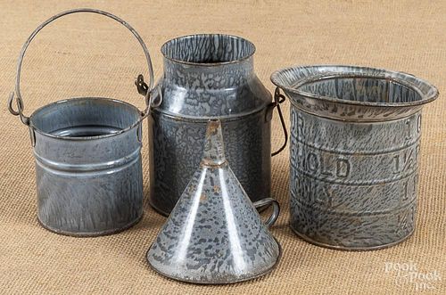 Four pieces of gray graniteware, early 20th c.