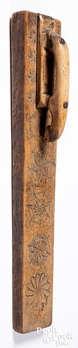 Scandinavian carved oak mangle board dated 1785